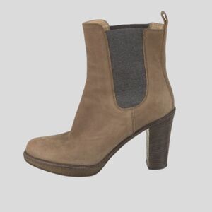 Brunello Cucinelli Tan Chelsea Heeled Boots